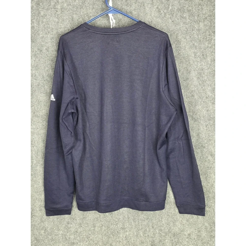Adidas Mens Golf 1897 Long Sleeve V Neck Sweatshirt Pullover Navy Blue Logo Sz L